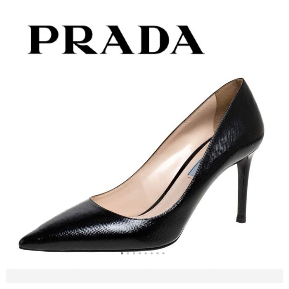 💵Prada Black Vernis Pointed Toe Pumps Size 9 USA
